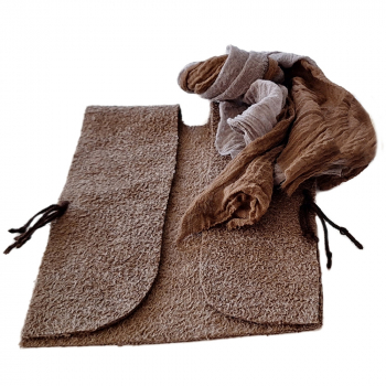 Wollmantel ohne Kleid mit doppelfarbigem Turban